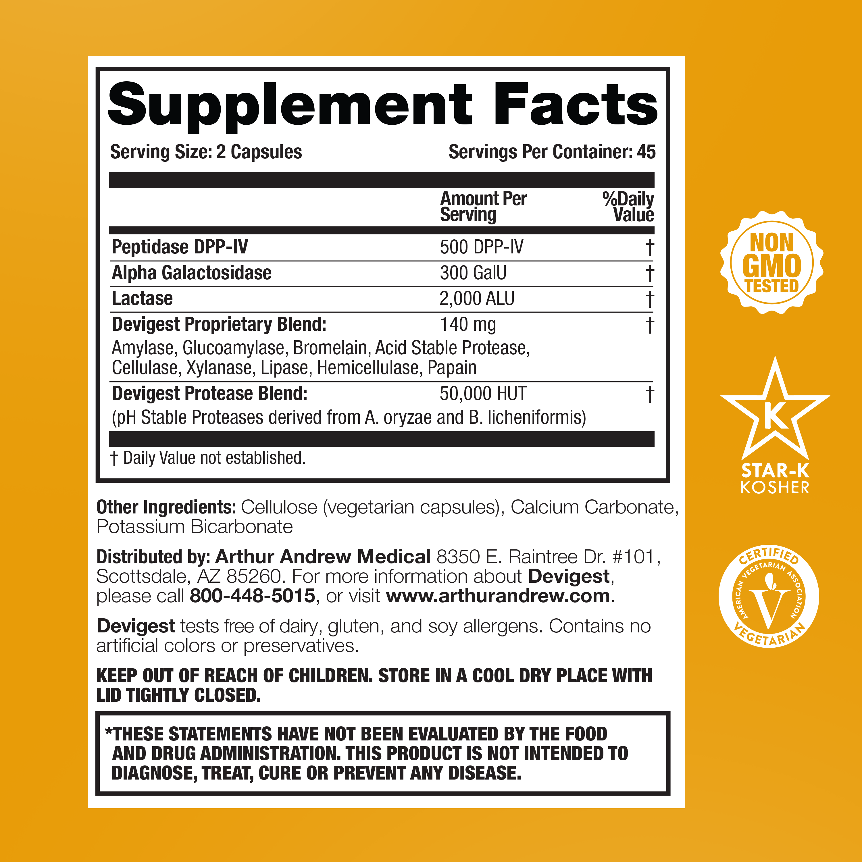 Devigest ADS supplement facts
