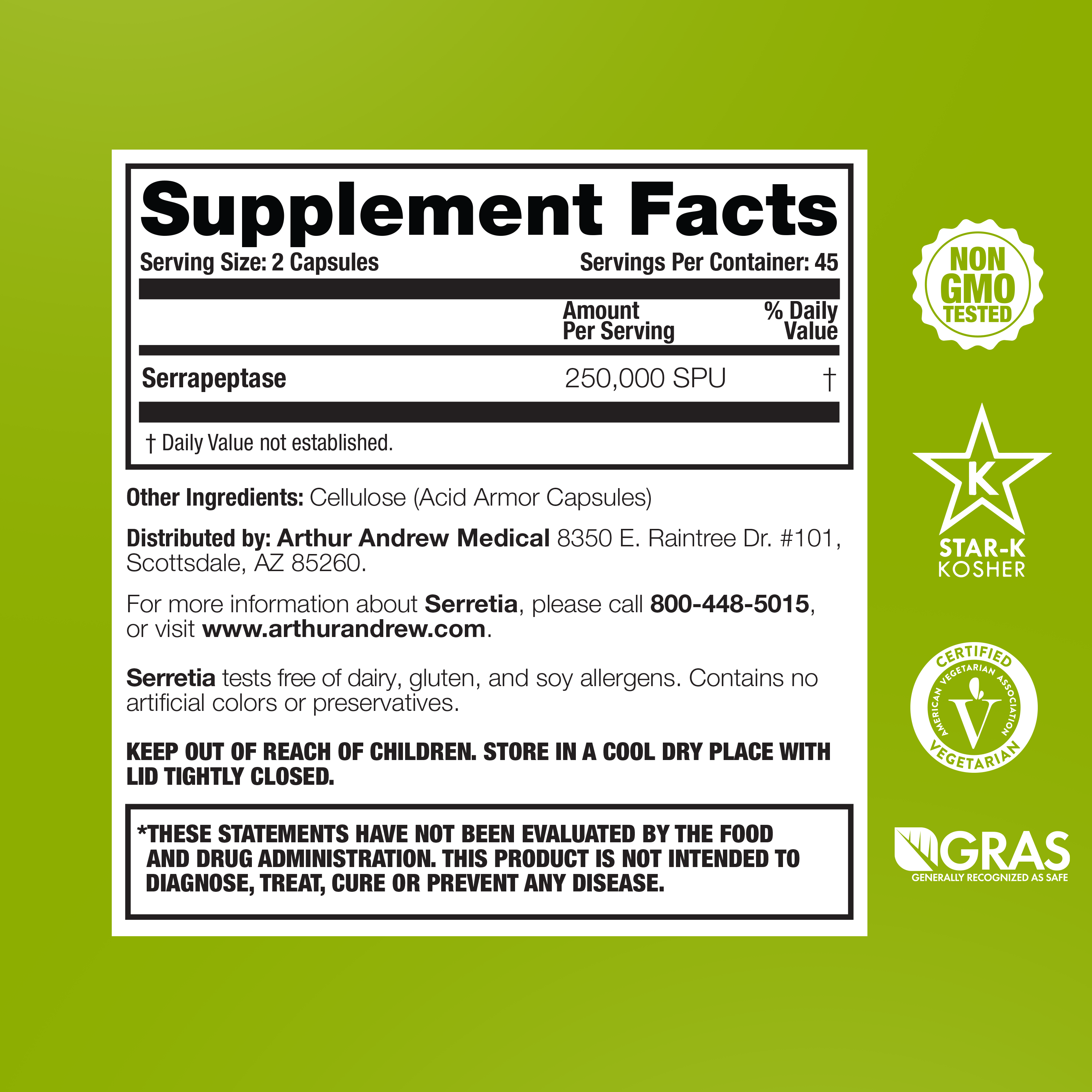 Serretia supplement facts